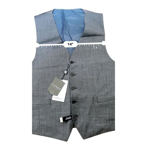 Lauren Ralph Lauren Ultraflex Suit Vest XL Gray Wool Blend Adjustable Back - Picture 4 of 6